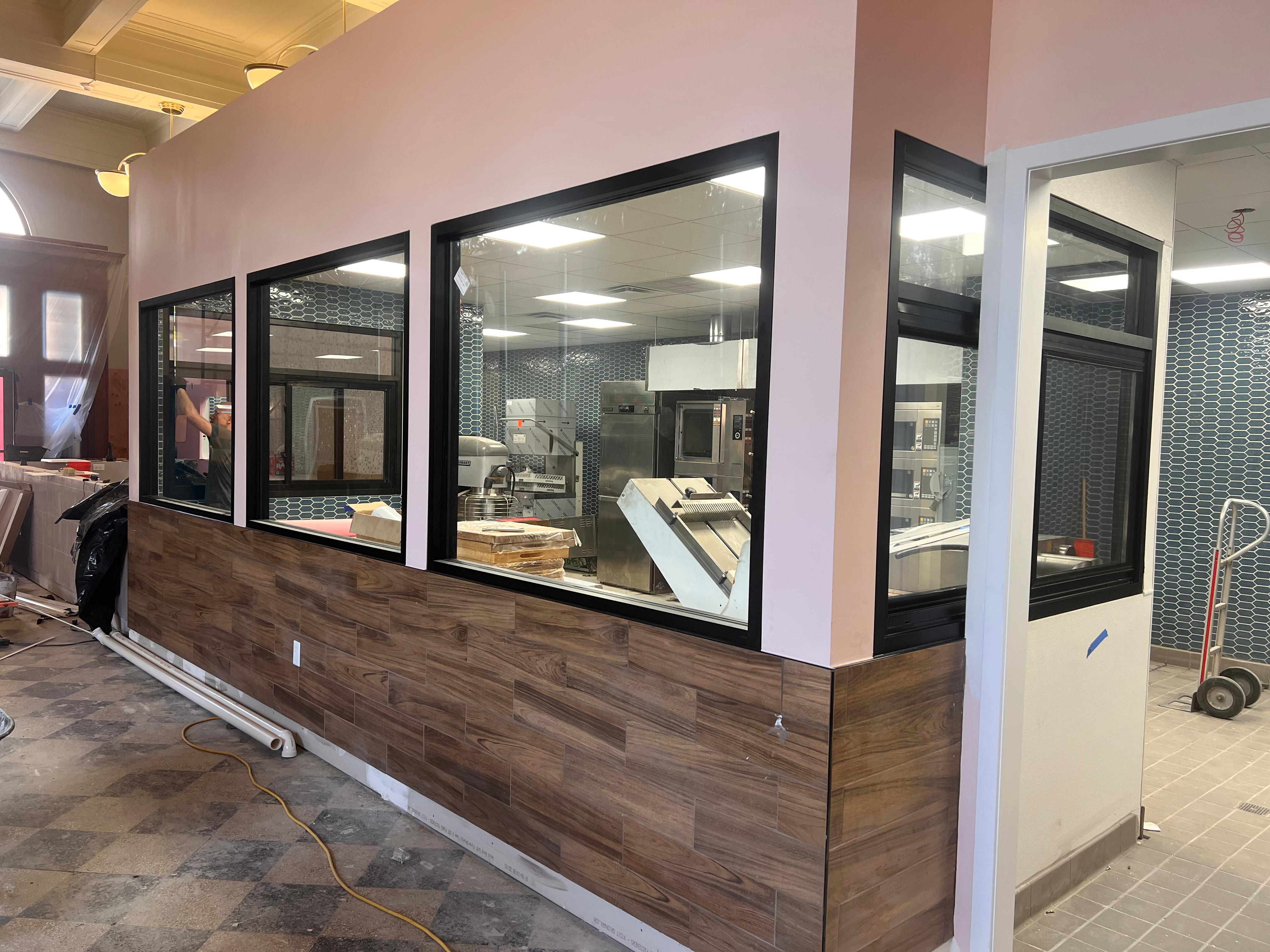 Matte-Black Grid Glass Partition Wall