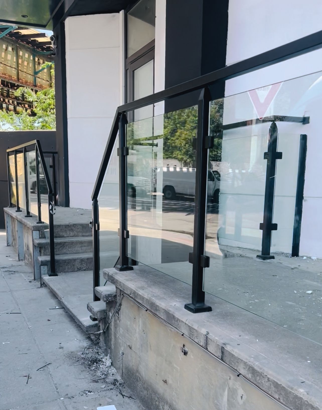 Modern Black Metal Glass Railing