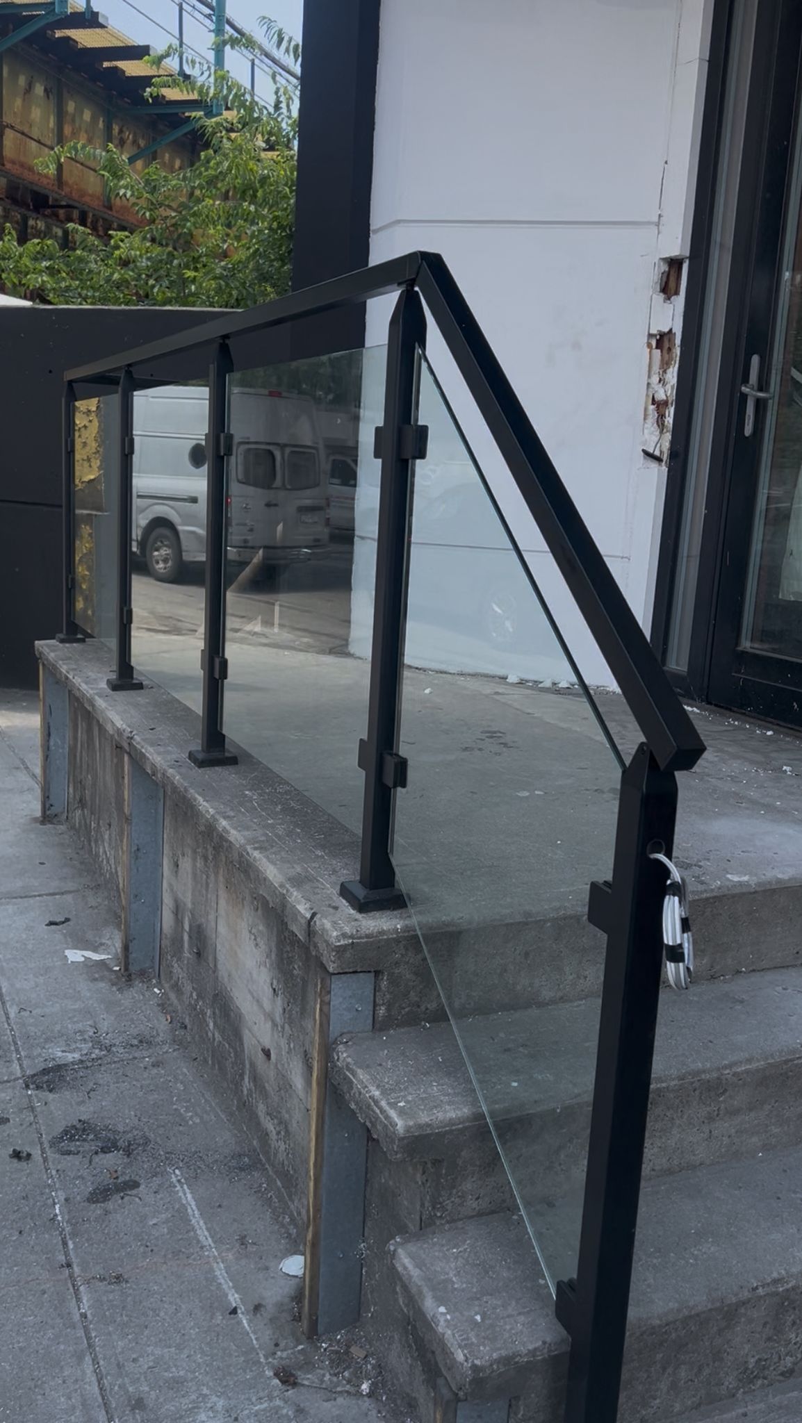Modern Black Metal Glass Railing