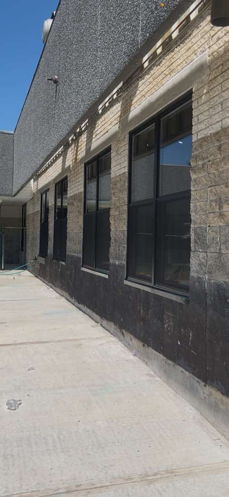 Windows with black grid framing