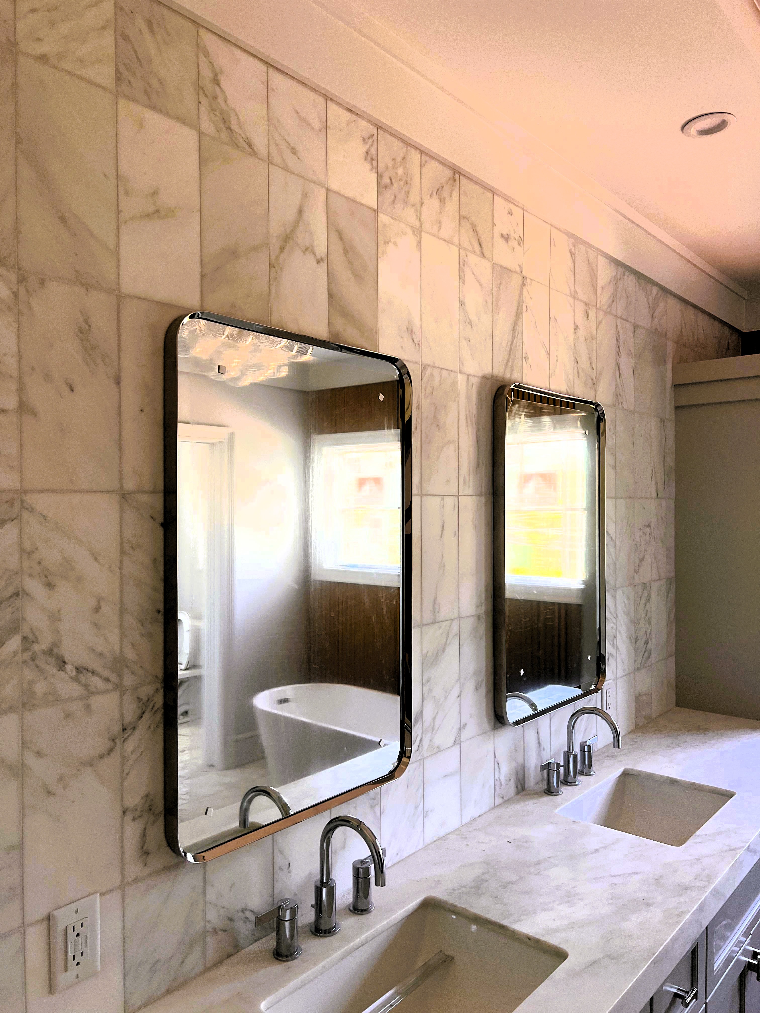 Polished Chrome Rounded-Corner Vanity Mirrors