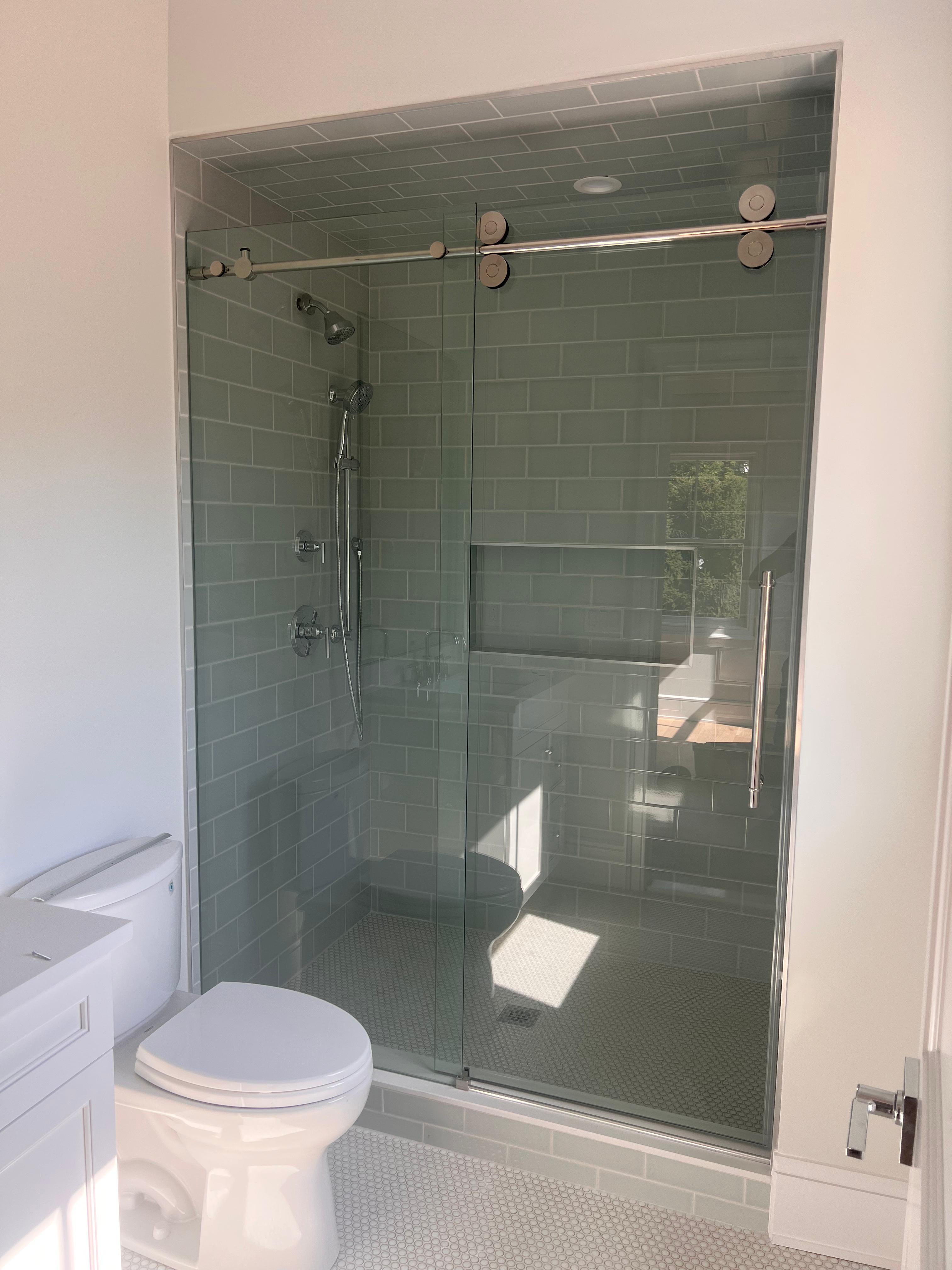 Sleek Black-Framed Glass Door and Transom Assembly